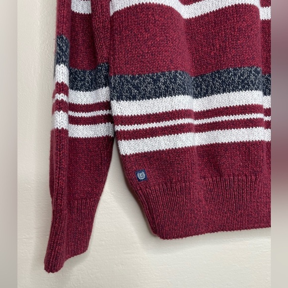 NWT Chaps Burgundy Striped Sweater 1/4 Zip Collar Size Medium - Picture 3 of 8